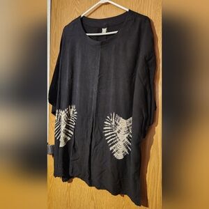 Black Poncho with White Pattern
